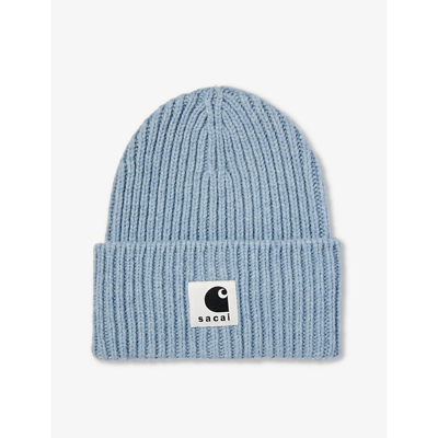 Sacai X Carhartt Wip Men's Ribbed Beanie In Light Blue