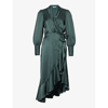 Zimmermann Silk Wrap Midi Dress In Dark Green