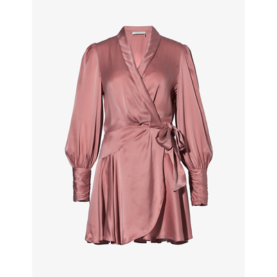 Zimmermann Womens Dusty Pink Plunge-neck Wrap-over Silk Midi Dress In Dusty Pink