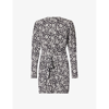 ISABEL MARANT ÉTOILE ISABEL MARANT ETOILE WOMEN'S BLACK WHITE DULCE FLORAL-PRINT WOVEN MINI DRESS