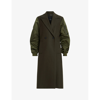 Allsaints Paulah Mixed Media Coat In Khaki Green