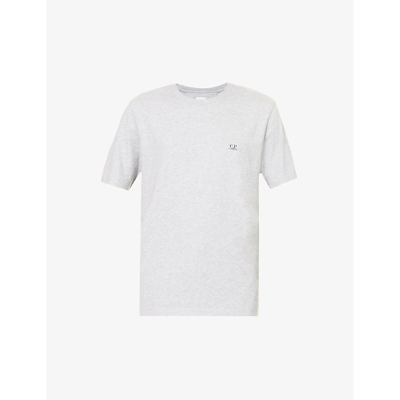 C.p. Company Cp Company Mens Grey Melange Logo-print Crewneck Cotton-jersey T-shirt