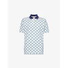 GUCCI GUCCI MEN'S MILK BLUE MIX MONOGRAM CONTRAST-COLLAR STRETCH-COTTON PIQUÉ POLO SHIRT