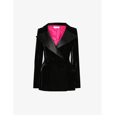 Nina Ricci Double Breasted Velvet Blazer In Black