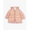 CHLOÉ CHLOE PINK WASHED PINK FLOWER-EMBROIDERED WOVEN PUFFER JACKET 6-36 MONTHS