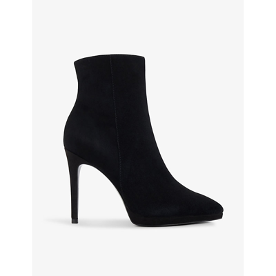 Dune Womens Black-suede Octavia Tonal-stitch Suede Heeled Ankle Boots