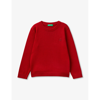 Benetton Boys Red Kids Logo-embroidered Long-sleeve Cotton Jumper 18 Months-6 Years