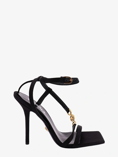 Versace Medusa Biggie Satin Sandals In Black