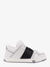 Valentino Open Skate Contrast-stripe Leather And Woven Low-top Trainers In Grey