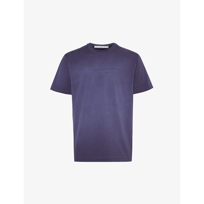 Alexander Wang Purple Embossed T-shirt In 506 Grape Navy