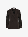 Amy Lynn Womens Black Textured-sleeve Double-breasted Woven Blazer In Black
