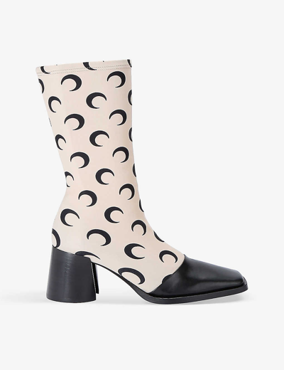 Marine Serre Regenerated Moongram-pattern 70mm Boots In Blush