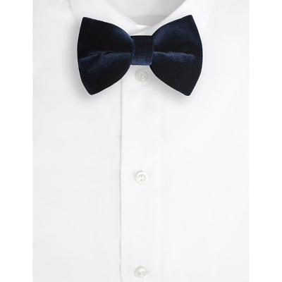 Ted Baker Mens Dk-blue Conneri Tonal-stitch Velvet Bow-tie In Dark Blue