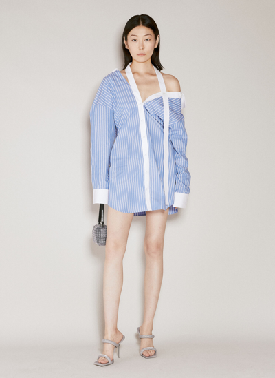 Alexander Wang Asymmetric Button-down Shirt Dress In Blue