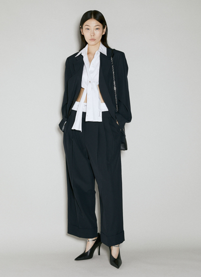 Alexander Wang Tailored Wool Trousers W/exposed Boxer In Black