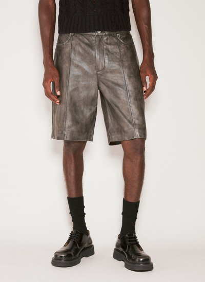 Han Kjobenhavn Washed Leather Shorts In Black