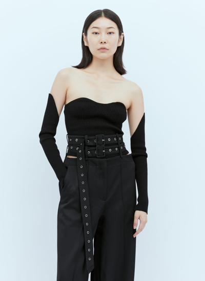 Rokh Rib Bustier With Detached Sleeves In Black