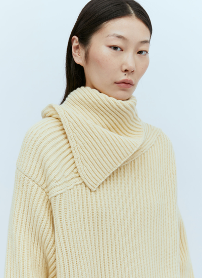Jil Sander Wool Rib Sweater In Cream