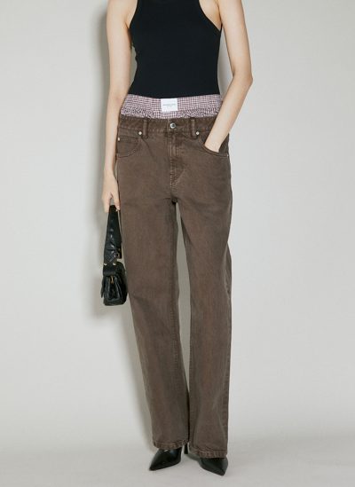 Alexander Wang High-rise Layered-boxer Jeans In Brown