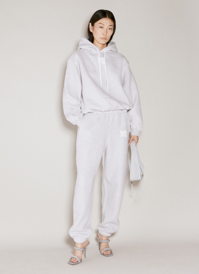 Alexander Wang Essential Brand-print Cotton-blend Jogging Bottoms In Grey