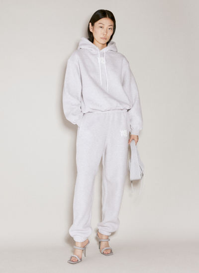 Alexander Wang Essential Brand-print Cotton-blend Jogging Bottoms In White