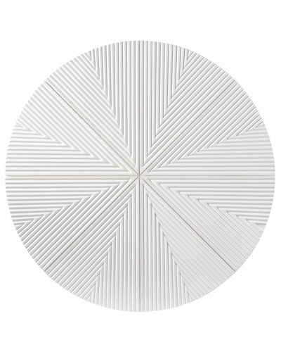 Cosmoliving By Cosmopolitan Geometric White Wood Carved Radial Wall Decor In Gray