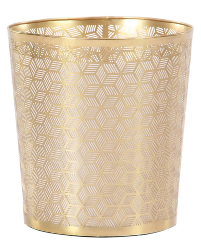 Cosmoliving By Cosmopolitan Geometric Gold Metal Small Waste Bin With Laser Carved Design