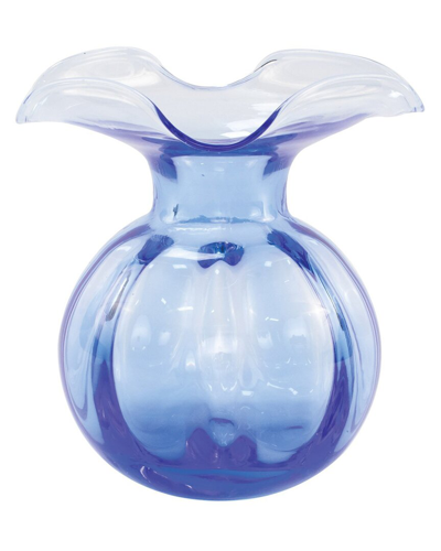 Vietri Hibiscus Glass Cobalt Medium Fluted Vase In Blue