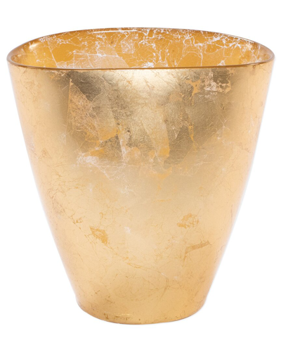 Vietri Moon Glass Leaf Small Vase In Gold