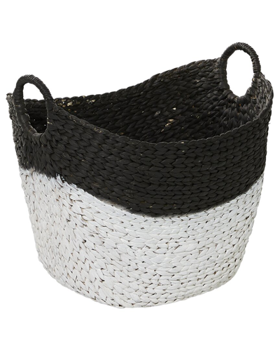 Cosmoliving By Cosmopolitan Black Seagrass Handmade Large Woven Storage Basket With Handles