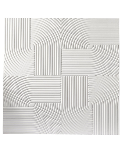 Cosmoliving By Cosmopolitan Geometric White Wood Carved Wall Decor