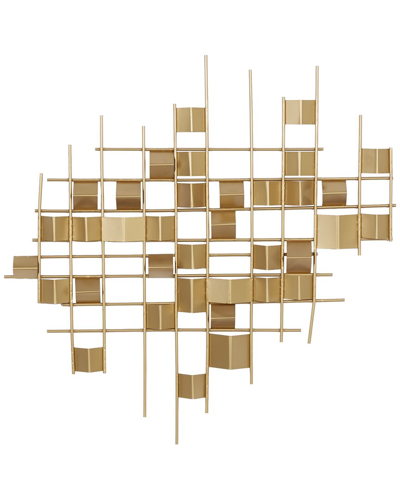 Cosmoliving By Cosmopolitan Geometric Gold Metal 3d Folded Stripes Wall Decor