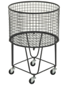 Cosmoliving By Cosmopolitan Black Metal Deep Set Metal Mesh Laundry Basket Storage Cart With Wheels In Black
