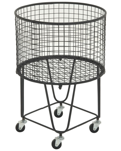 Cosmoliving By Cosmopolitan Black Metal Deep Set Metal Mesh Laundry Basket Storage Cart With Wheels