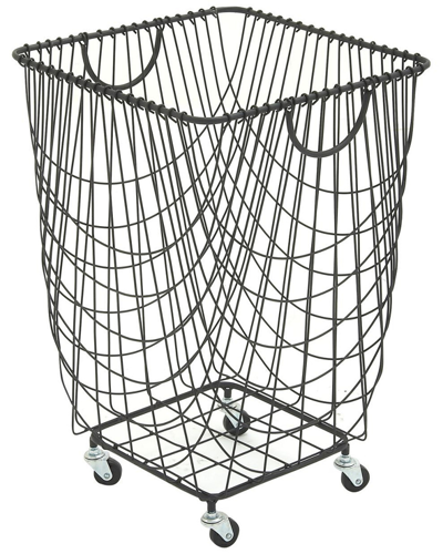 Peyton Lane Cosmoliving By Cosmopolitan Black Metal Deep Set Metal Mesh Laundry Basket Storage Cart With Wheels 