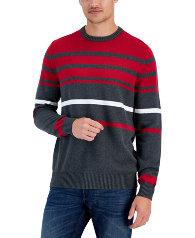 Club Room Men's Vary Striped Sweater, Created For Macy's In Fire Burst