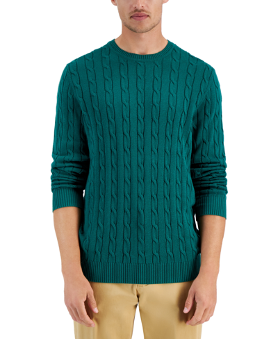 Club Room Men's Cable-knit Cotton Sweater, Created For Macy's In Spruce Up
