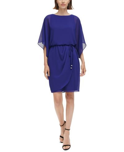 Jessica Howard Chiffon Blouson Dress In Indigo