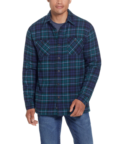 Weatherproof Vintage Men's Sherpa Lined Flannel Shirt Jacket In Evergreen