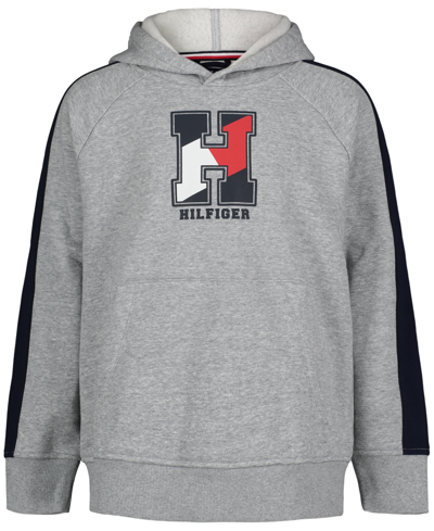 Tommy Hilfiger Big Boys Colorblock Pullover Hoodie In Gray Heather