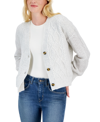 HIPPIE ROSE JUNIORS' CABLE-KNIT CARDIGAN SWEATER