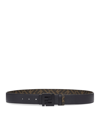 FENDI REVERSIBLE BELT IN BROWN LEATHER AND FABRIC