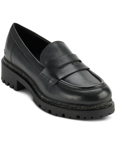 Dkny Rudy Slip-on Penny Loafer Flats In Black