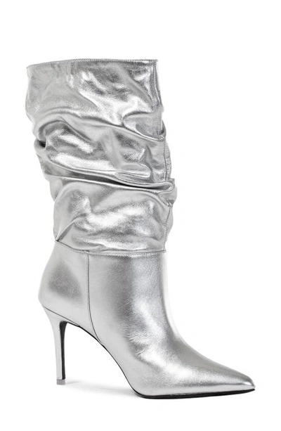 Black Suede Studio Slouch Bootie In Silver