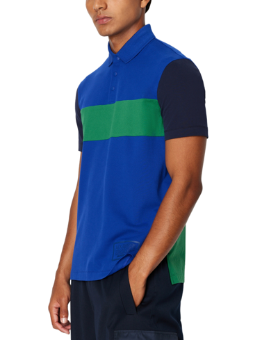A X Armani Exchange Men's Colorblocked Polo Shirt In New Ultra/verdant G/