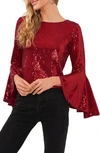 VINCE CAMUTO SEQUIN BELL SLEEVE TOP