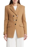 Hugo Boss Double-breasted Slim-fit Jacket In Virgin Wool In Beige