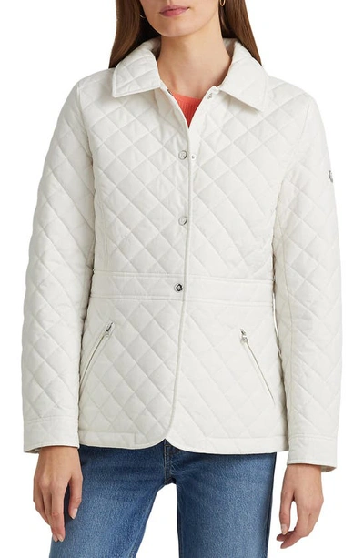 Lauren Ralph Lauren Quilted Peplum Jacket In Cream