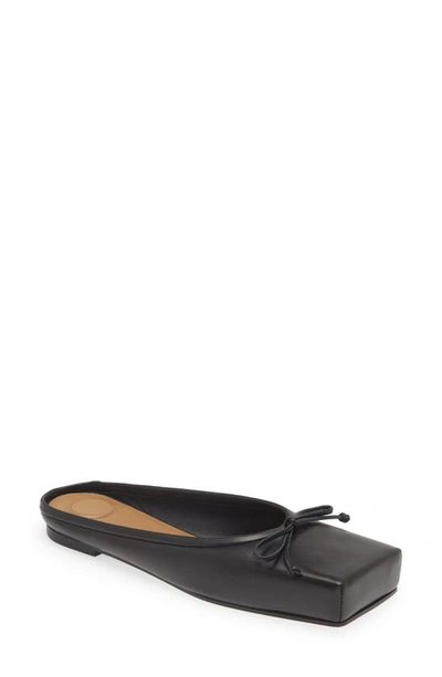 Jacquemus Les Mules Plates Leather Ballet Flat In Black