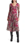 Hugo Boss Erlissi Floral Print Pleated Midi Dress In Patterned